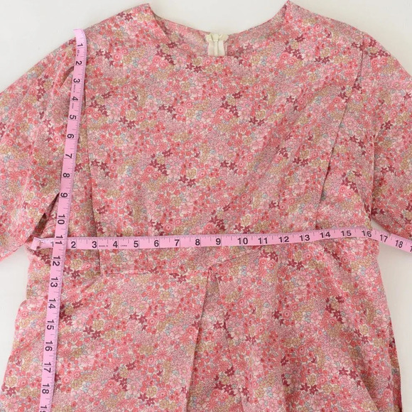 Vintage Homemade Redish Pink Floral  Short Sleeve Maxi Dress - Picture 6 of 14